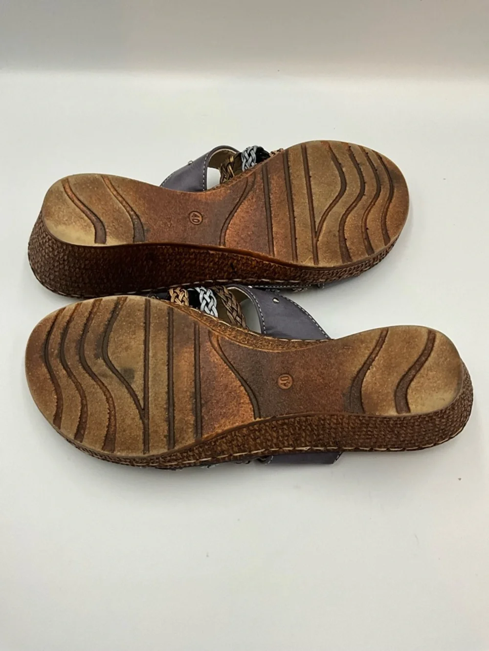 Patricia Sandals Size 9 (40) Braided Multi-Strap Wedge Sandals in Brown